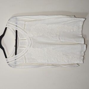 Soft Surroundings Tunic Ivory Embroidered 100% Cotton Cottagecore Boho size S*